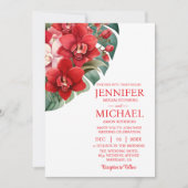 Rode Orchideeën Winter Zomer Huwelijksuitnodiginge Kaart (Voorkant)