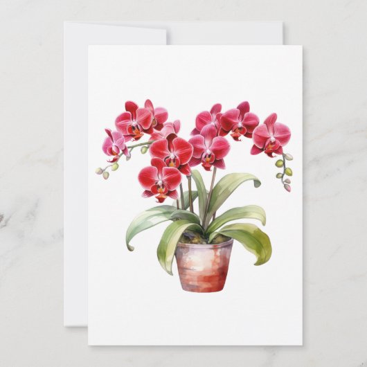 Rode Orchideeën Winter Zomer Huwelijksuitnodiginge Kaart (Achterkant)