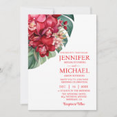 Rode Orchideeën Winter Zomer Huwelijksuitnodiginge Kaart (Voorkant)