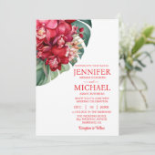 Rode Orchideeën Winter Zomer Huwelijksuitnodiginge Kaart (Staand voorkant)