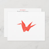 Rode Origami kraan platte Notecard Notitiekaartje (Voorkant / Achterkant)