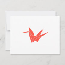 Rode Origami kraan platte Notecard