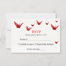 Rode Origami Papieren Kraanvogels Modern Minimalis