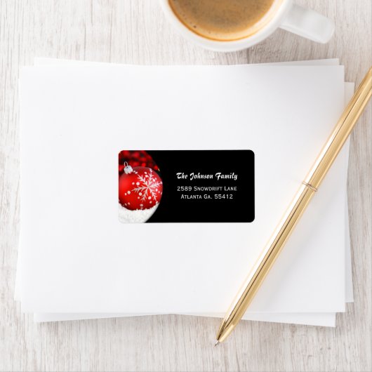 Rode Ornament Kerst Adresetiketten Etiket (Insitu)