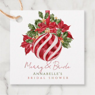 Rode Ornament Kerst Merry & Bride Bruiloft Bedankjes Labels