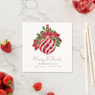Rode Ornament Kerst Merry & Bride Bruiloft Servet