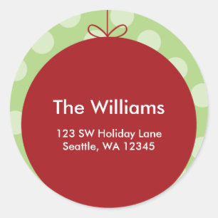 Rode Ornament Polka Dots Kerstmis Adreslabel Ronde Sticker
