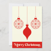 Rode Ornament Silhouet op Crème Kerstkaart (Voorkant)