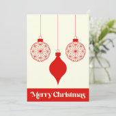 Rode Ornament Silhouet op Crème Kerstkaart (Staand voorkant)