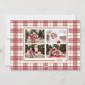 Rode Ornament Toile Kerstvakantie fotokaart Feestdagenkaart (Achterkant)