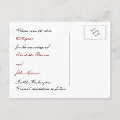 Rode ornament winterbruiloft save the date aankondigingskaart (Achterkant)