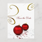 Rode ornament winterbruiloft save the date aankondigingskaart (Voorkant)