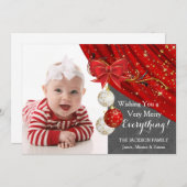 Rode Ornamenten Foto Kerst Feestdagenkaart (Voorkant / Achterkant)