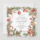 Rode Ornamenten Groen Grensplein Open Huis Kaart (Voorkant)