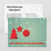 Rode Ornamenten Kerst Kaart op Maat (Voorkant / Achterkant)