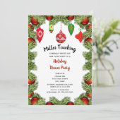 Rode Ornamenten kerstfeestdag Kaart (Staand voorkant)