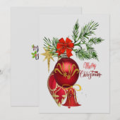 Rode Ornamenten Kerstkaart (Voorkant / Achterkant)