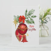 Rode Ornamenten Kerstkaart (Staand voorkant)