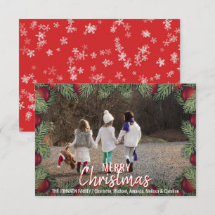 Rode Ornamenten Kerstvakantie Familie   FOTO Kaart