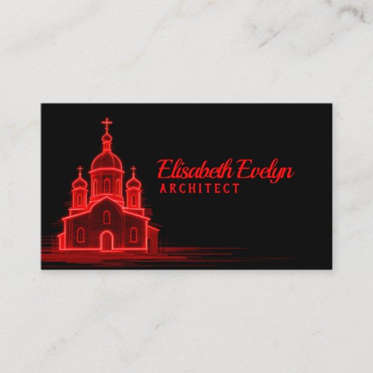 Rode Orthodoxe Kerk Schets op Zwarte Achtergrond Visitekaartje (Voorkant)