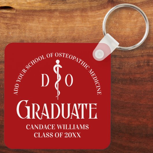 Rode Osteopathische Medische School Afstuderen Cus Sleutelhanger (Achterkant)
