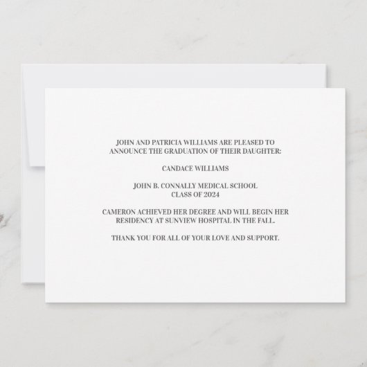 Rode Osteopathische Medische School Afstuderen Fot Aankondiging (Achterkant)