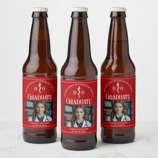 Rode Osteopathische Medische School Graduation Par Bier Etiket (Flessen)