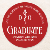 Rode Osteopathische Medische School Graduation Par Ronde Kartonnen Onderzetter (Voorkant)