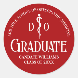 Rode Osteopathische Medische School Graduation Par Ronde Sticker