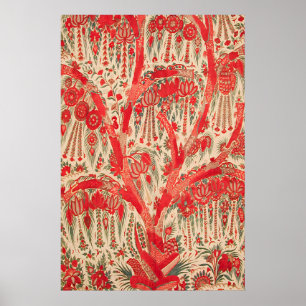 Rode Ottomaanse Boom des Levens Kunstprint Vintage Poster