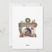 Rode oude vrachtwagen open haard feestdagenkaart (Achterkant)