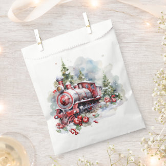 Rode ouderwetse kersttrein bedankzakje
