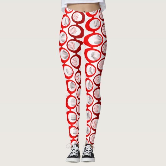 Rode ovale stralen leggings (Voorkant)