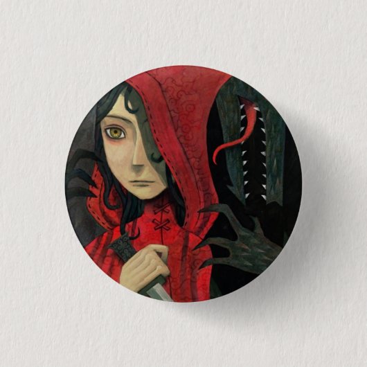 Rode paap ronde button 3,2 cm (Voorkant)