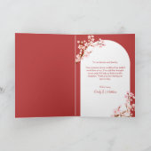 Rode paar tempel kersenbloesem Chinese bruiloft Bedankkaart (Binnen)