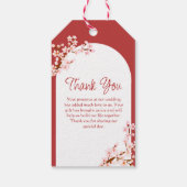 Rode paar tempel kersenbloesem Chinese bruiloft Cadeaulabel (Achterkant)