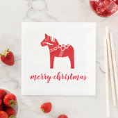 Rode Paard Scandinavisch Noords Vrolijk Kerstfeest Servet (Insitu)