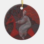"Rode paarden", roodkopvrouw, fantasiesurrealistis Keramisch Ornament (Voorkant)