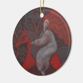 "Rode paarden", roodkopvrouw, fantasiesurrealistis Keramisch Ornament (Links)