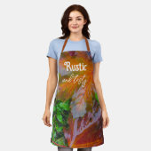 Rode paardenbladeren schort (Gedragen)