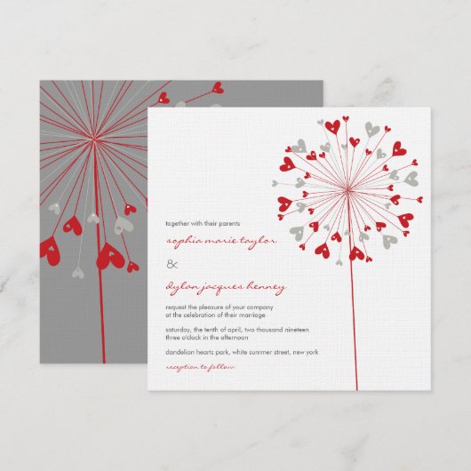 Rode paardenbloemen houden van zomer bruiloft uitn kaart (Voorkant / Achterkant)