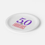 Rode Paarse 50ste Partij Papieren Bordje (Gekanteld)