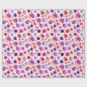 Rode & Paarse aquarel polka stippen Cadeaupapier (Vlak)