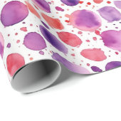 Rode & Paarse aquarel polka stippen Cadeaupapier (Rol Hoek)