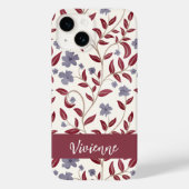 Rode Paarse Aquarel Wilde Bloem Naam Case-Mate iPhone Case (Achterkant)