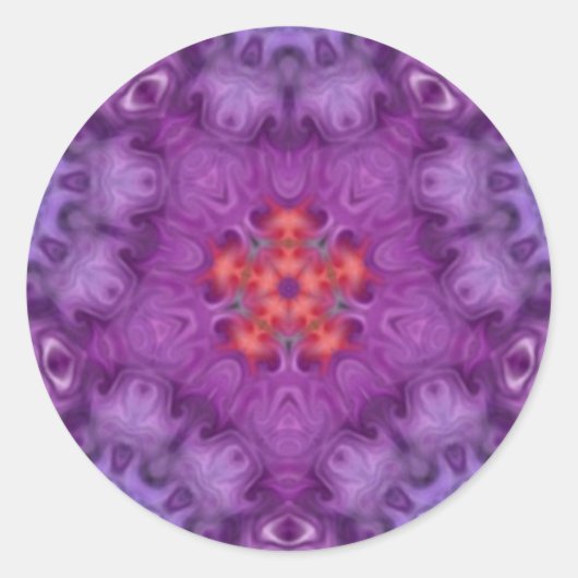 Rode Paarse Bloem Kaleidoscoop Trippy Art Sticker (Voorkant)