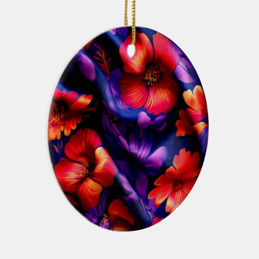 Rode Paarse bloem ontwerp Keramisch Ornament (Rechts)