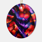 Rode Paarse bloem ontwerp Keramisch Ornament (Links)