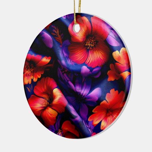 Rode Paarse bloem ontwerp Keramisch Ornament (Links)