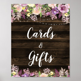 Rode Paarse Bloem Slinger Licht Kaarten & Cadeaus Poster